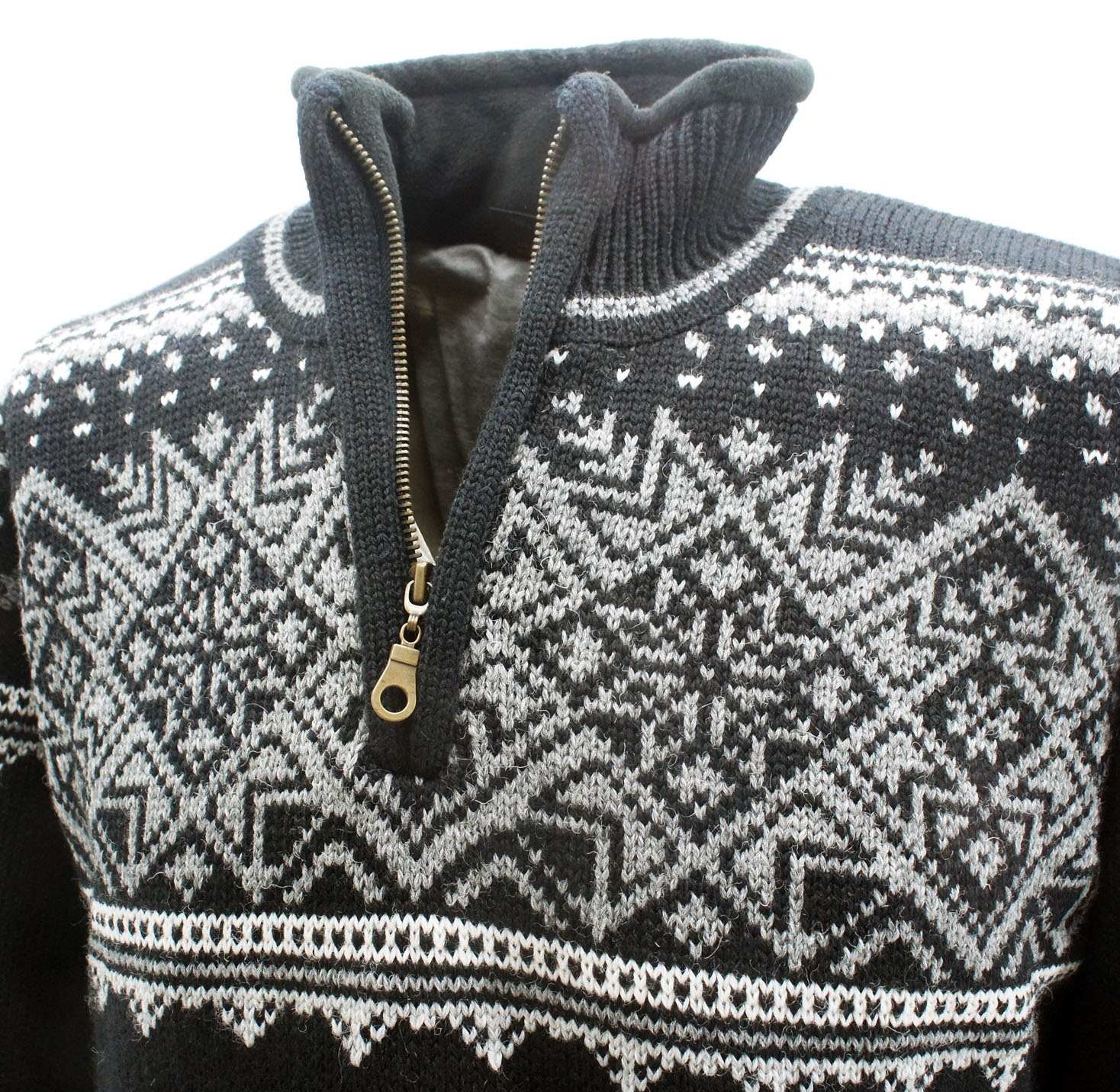 Größen schwarz Gjestal exclusive Zip Pullover 100% Norwegian Wool Wolle versch