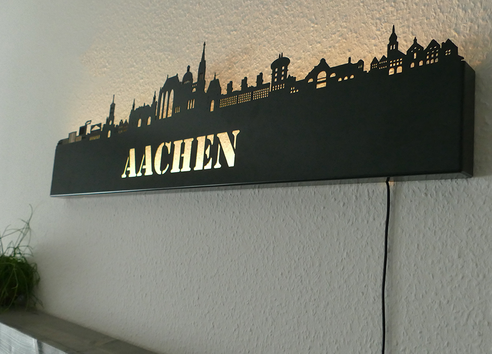 Dekoration Skyline Wanddeko Edelstahl chen Wandbild Silhouette Bild Led Beleuchtet Mobel Wohnen Blowmind Com Br